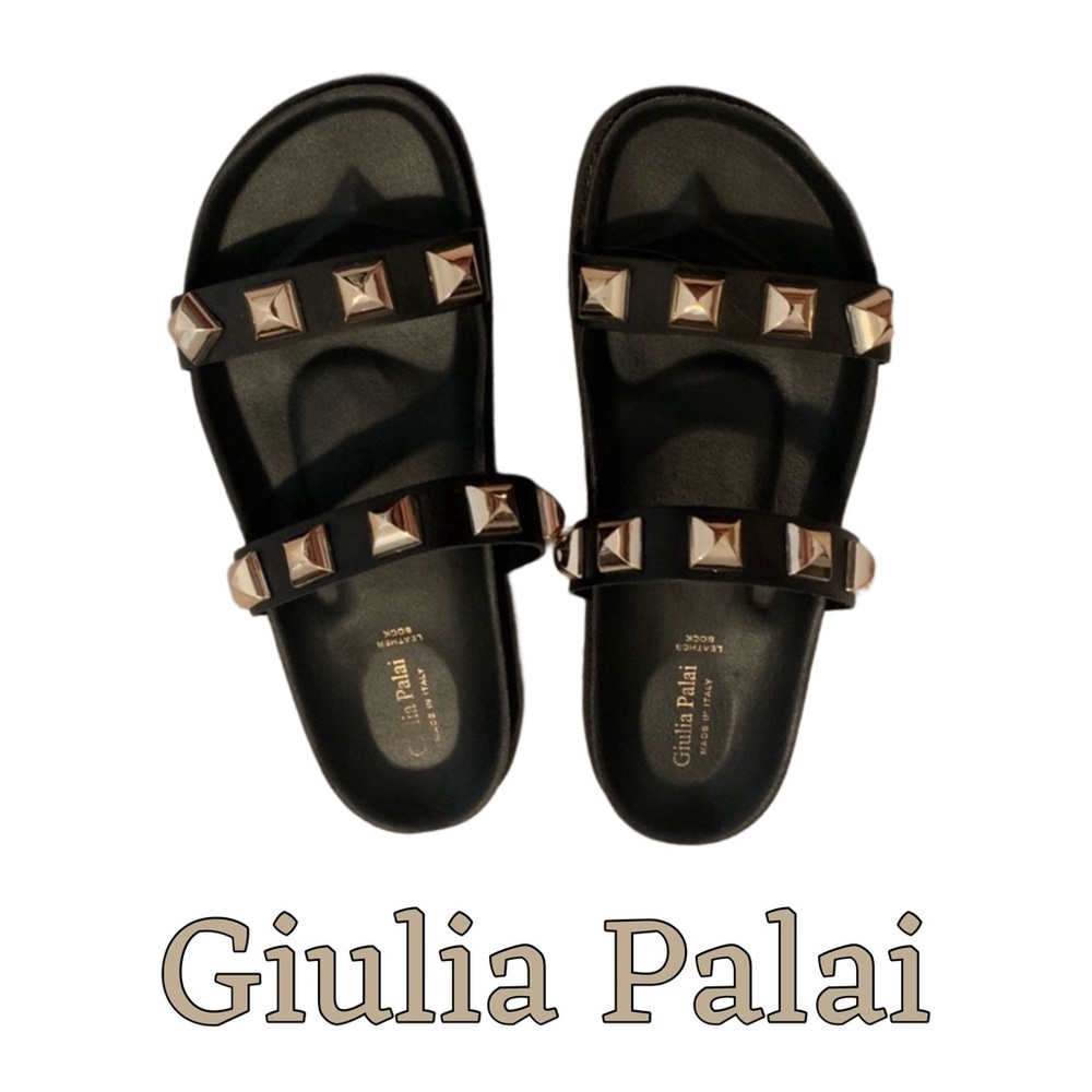 Giulia Palai Leather Gold Stud Sandals Slides from Anthropologie